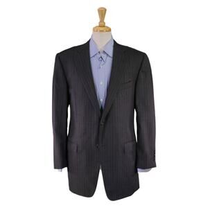 Adrian Jules for Tony Mancino Bespoke Gray Pinstripe Zegna Wool 2-Btn Blazer 42L